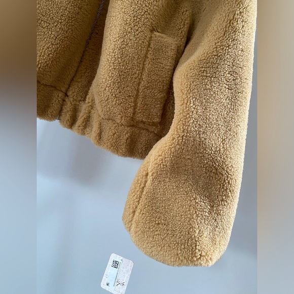 Free People Get Cozy Teddy Jacket ✨ Camel Size Medium | tan neutral zipper - Picture 12 of 16